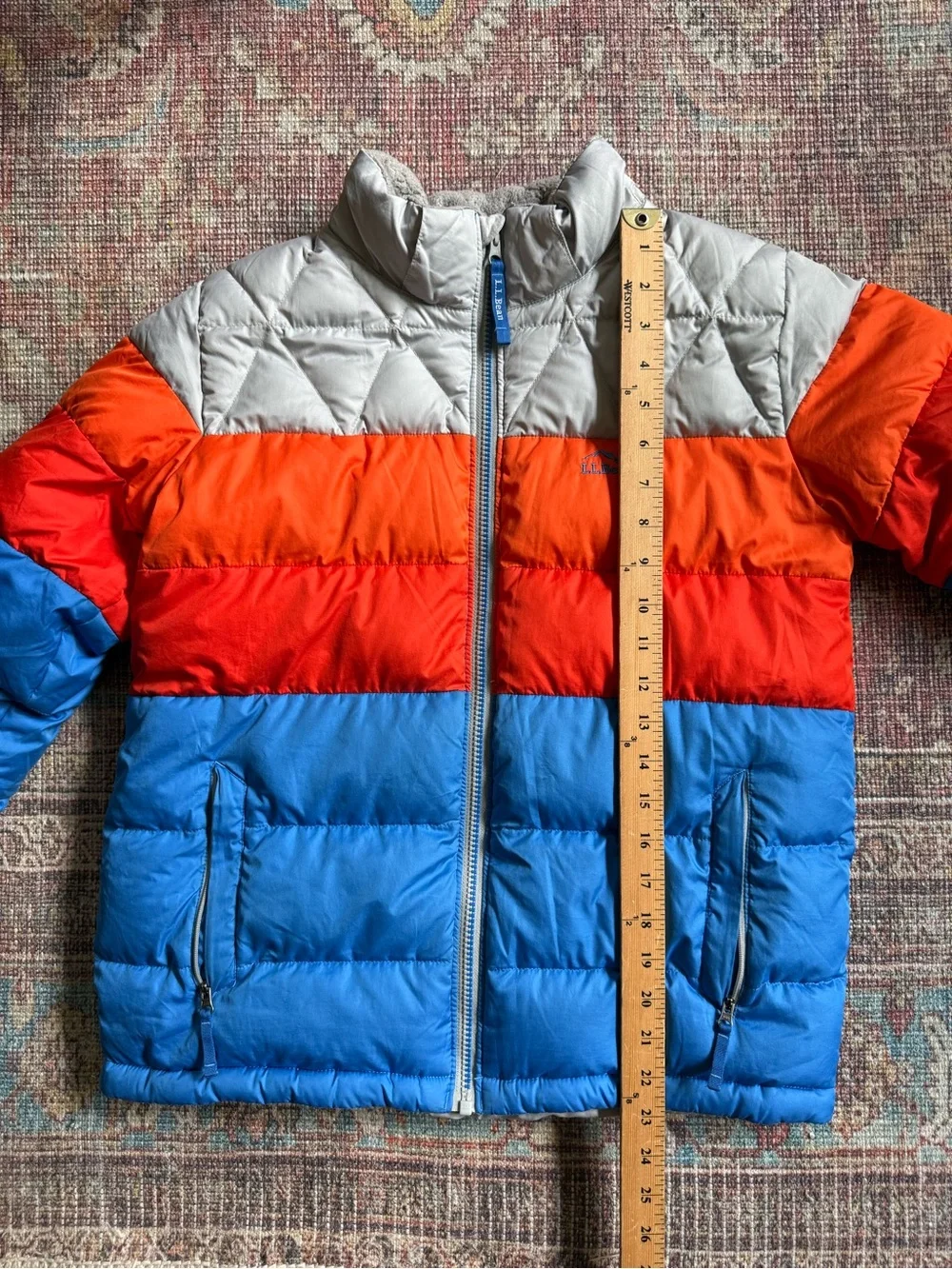LL Bean Kids L 14-16 Puffer Jacket - Blue/Red/orange/gray